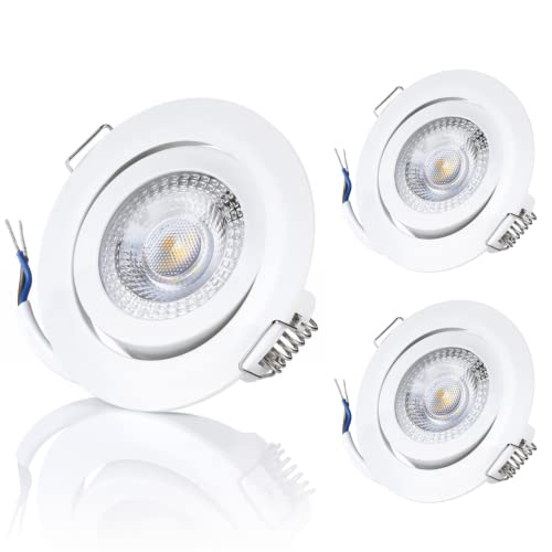 Sweet Led Einbaustrahler 3-Step-Dimming deckenspots 5W 230V 400Lumen Decken Einbauleuchte 3 Stufen dimmbar Einbauspots schwenkbar spots weiß rund warmweiß einbau 3 stück von Sweet Led