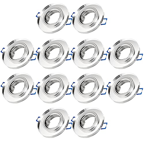 Sweet Led 12x Glas Einbaustrahler Rund Spiegelnd – inkl. GU10 Fassung, 68mm Lochmaß, Einbau Deckenspots für Küche, Wohnzimmer & Flur von Sweet Led