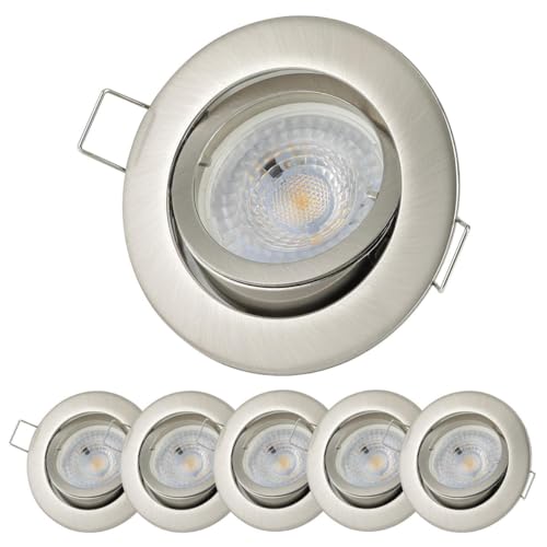 Sweet Led Einbaustrahler flach deckenspots austauschbare LED Modul einbauspots 230V spots 5W 4000K deckenleuchten Bajonettverschluss deckenstrahler Druckguss schwenkbar Einbau tiefe 30mm 6 stück von Sweet Led