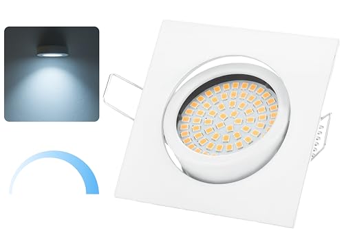 Sweet Led - LED Einbaustrahler 230V dimmbar flach - Deckenspots 5W 450lm - Einbaustrahler flach - LED Spots dimmbar schwenkbar | Eckig - Farbe: Weiß, kaltweiß von Sweet Led