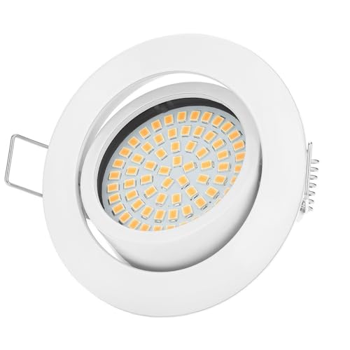 Sweet Led - LED Einbaustrahler 230V flach, stufenlos dimmbar - Deckenspots aus Metall 5W 420lm - LED Spot 35 mm, Lochmaß Ø75mm - 5 Watt Spots 230V schwenkbar | Rund - Farbe: Weiß, Warmweiß Sweet Led - LED Einbaustrahler 230V flach, stufenlos dimmbar - Deckenspots aus Metall 5W 420lm - LED Spot 35 mm, Lochmaß Ø75mm - 5 Watt Spots 230V schwenkbar | Rund - Farbe: Weiß, Warmweiß von Sweet Led