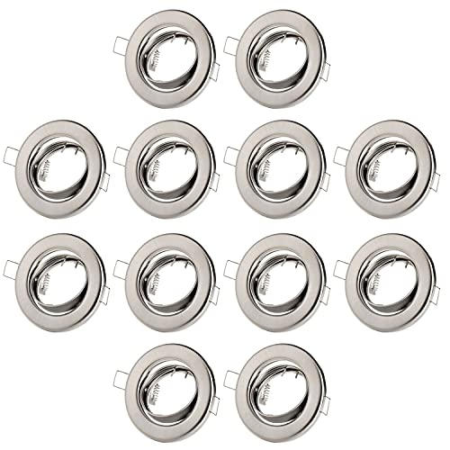 Sweet Led 12X Einbaurahmen GU10 Fassung,230V Lochmaß 68mm, Durchmesser 88mm,aus Metall Einbaustrahler schwenkbar bis 25°, geeignet für LED Halogen, Einbauspots, Rahmen downlight Spot von Sweet Led