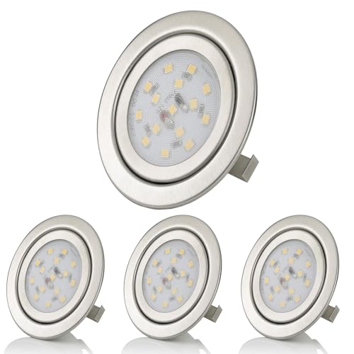 Sweet Led® Flaches Design LED Einbaustrahler Ultra Flach | Einbauleuchten - Möbelleuchte | 230V | (4er Pack-Chrom gebürstet - Kaltweiß) von Sweet Led