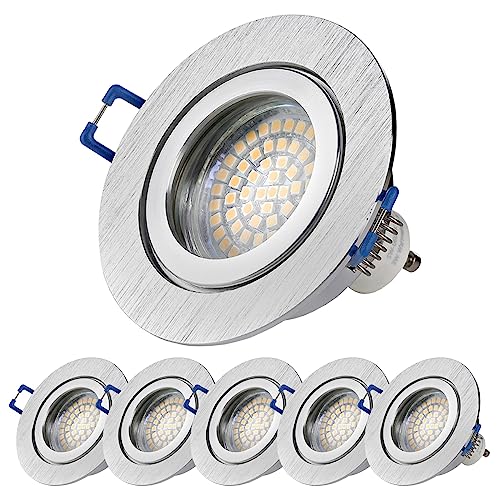 Sweet Led Einbaustrahler Bad IP44 Aluminium spots 3W leuchten warmweiß Einbauspots GU10 230V Einbauleuchten Deckenstrahler für Feuchtraum Badezimmer Küche Wohnzimmer 6er Pack von Sweet Led