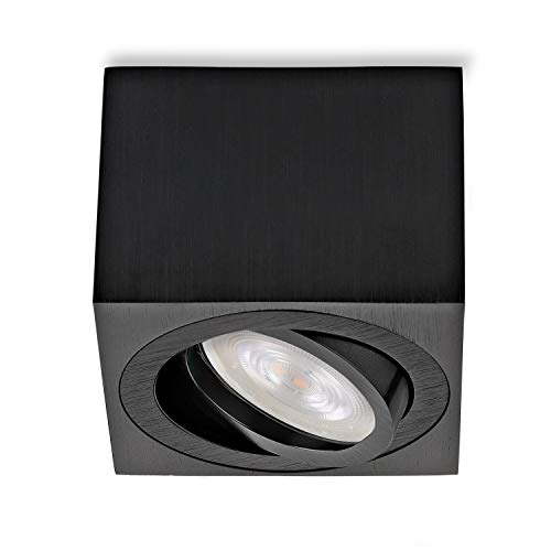 Sweet Led Aufbaustrahler eckig schwarz flach Aufbauspots Aluminium Deckenspots wechselbarem 5W Modul warmweiß Aufbauleuchte schwenkbar Deckenleuchte Aufputz Strahler 230V von Sweet Led