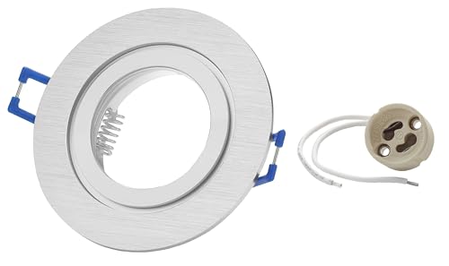 Sweet Led Einbaustrahler GU10 IP44 – Aluminium Ø68mm Spot für Bad & Küche – Deckenleuchte rund – Gebürstet Silber – Ohne Leuchtmittel – 230V von Sweet Led