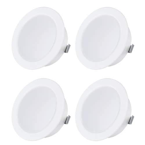 Sweet Led 4x flache Einbauleuchte 12V IP44 Möbeleinbauleuchte 3,5W LED 3000K Badleuchte Einbauspot rund Ultra Flache mini Feuchtraumleuchte Möbel Einbaustrahler Bad Einbauspots warmweiß Weiß von Sweet Led