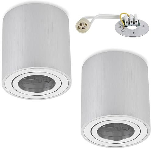 Sweet Led 2x Aufbaurahmen Silber GU10 Aufbauspots Rund Deckenspots aus Aluminium Deckenleuchte Aufputz schwenkbar Spots 230V Deckenlampe schwenkbar Aufbauleuchte von Sweet Led