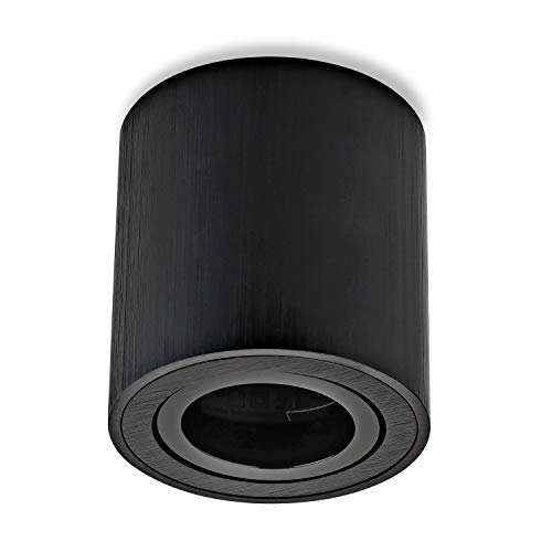 Sweet Led Aufbauspot Schwarz gebürstet – Aufbaustrahler 230 V GU10 Fassung, Aufputz deckenspots Spots aus Aluminium, rund schwenkbar, Aufbauleuchte für Innenräume (ohne Leuchtmittel). von Sweet Led