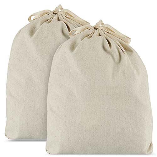 Sweet Needle 2er-Set Brotbeutel mit Kordelzug 38 x 33 cm, Leinenbeutel, Geschenkbeutel, Weinbeutel, Stoffbeutel, Schuhbeutel, Turnbeutel, DIY-Beutel, umweltfreundlicher Mehrzweckbeutel von Sweet Needle