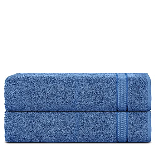 Sweet Needle 2er-Set superweiche 600 g/m² Baumwoll-Badetücher, Elektrisch Blau, doppellagig, stark, saugfähig und weich für Bad, Dusche und den täglichen Gebrauch - 150x90cm von Sweet Needle