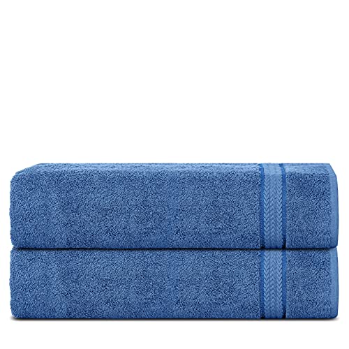 Sweet Needle 2er-Set superweiche Baumwoll-Badetücher, Elektrisch Blau - 600 g/m², doppellagig, stark vernäht, sehr saugfähig und weich für Bad, Dusche und den täglichen Gebrauch (140x70 cm) von Sweet Needle