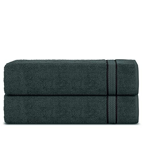 Sweet Needle 2er-Set superweiche Baumwoll-Badetücher, Grau - 600 g/m², doppellagig, stark vernäht, sehr saugfähig und weich für Bad, Dusche und den täglichen Gebrauch (140x70 cm) von Sweet Needle