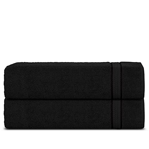 Sweet Needle 2er-Set superweiche Baumwoll-Badetücher, Schwarz - 600 g/m², doppellagig, stark vernäht, sehr saugfähig und weich für Bad, Dusche und den täglichen Gebrauch (140x70 cm) von Sweet Needle