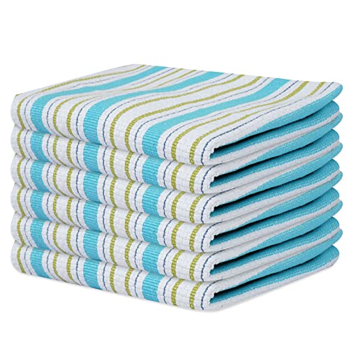 Sweet Needle Küchentücher Lavendelblau - Packung mit 6-100% Baumwolle Korbgeflecht, Streifenmuster mit Aufhängeöse sehr saugfähig professionelle Qualität strapazierfähig, maschinenwaschbar 45x70 cm von Sweet Needle