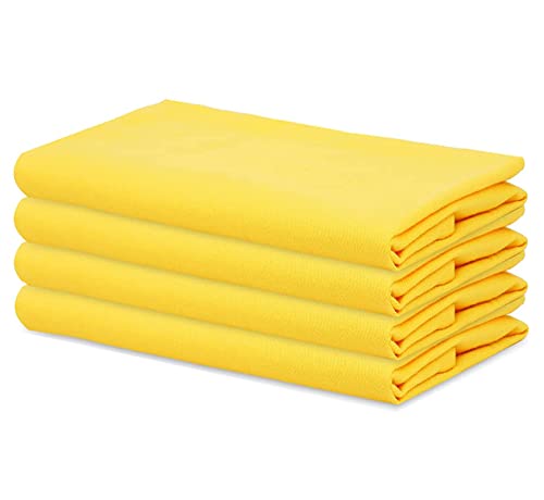 Sweet Needle – Packung mit 4 übergroßen Servietten aus 100% Baumwolle, 45 cm x 45 cm, Gelb – Schwerer Stoff für den täglichen Gebrauch mit auf Gehrung geschnittenen Ecken von Sweet Needle