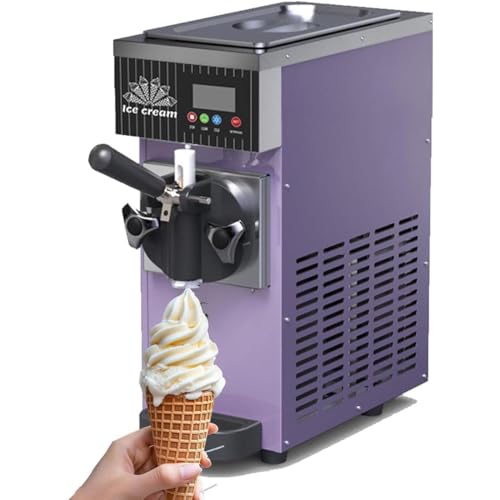 Eismaschine für eine Geschmacksrichtung, Leistung 4–8 kg/h, 3,5 l Kühlbehälter, 1 l Gefriertank, automatische Reinigung, LCD-Bildschirm, 750 W Softeismaschine für die Arbeitsplatte, Lila-ZB-BQL28 von Sweet taize