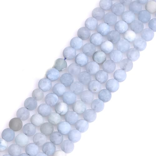 Sweet & Happy Girl's Gemstone Art Beads Natur 6 mm blau Aquamarin Stein Edelstein Semi Precious matt, gefrostet rund Perlen für Schmuckherstellung, Blue 6mm, 6 mm von GEM-INSIDE CREATE YOUR OWN FASHION