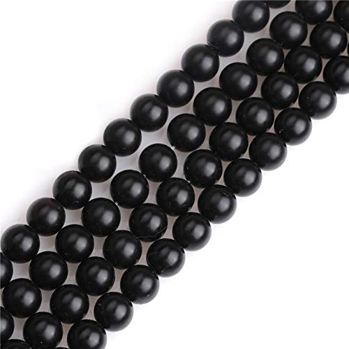 SHGbeads 10 mm große, matte schwarze Achat-Halbedelstein-Perlen, rund, lose Perlen für Schmuckherstellung, Basteln, Bastelbedarf, 38,1 cm von GEM-INSIDE CREATE YOUR OWN FASHION
