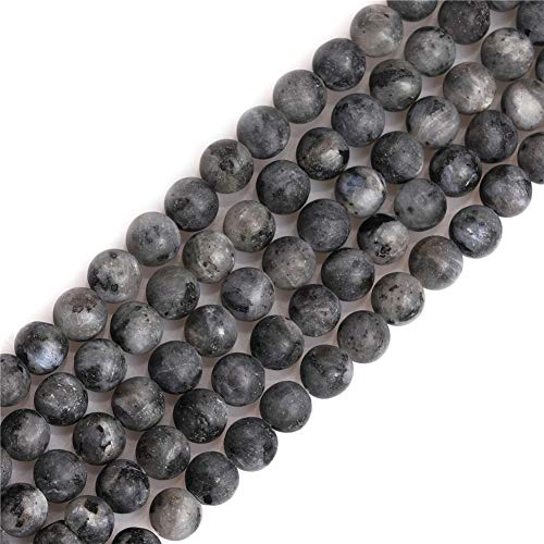 SHGbeads 6 mm große, matte schwarze Larvikit-Jaspis, Halbedelstein, runde lose Perlen für Schmuckherstellung, Basteln, Bastelbedarf, 38,1 cm von GEM-INSIDE CREATE YOUR OWN FASHION