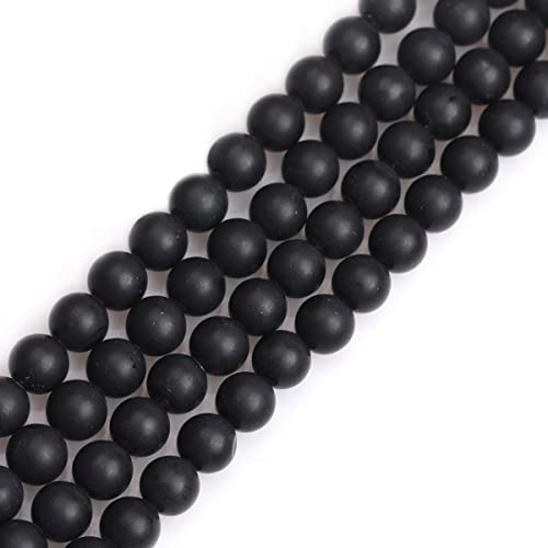 SHGbeads 8 mm Frost Matt Schwarz Obsidian Jaspis Halbedelstein Runde Lose Perlen für Schmuckherstellung DIY Handarbeit Bastelbedarf 38,1 cm von GEM-INSIDE CREATE YOUR OWN FASHION