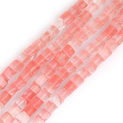 SHGbeads Wunderschöne natürliche rosafarbene Wassermelonen-Kristalle, quadratisch, 4 mm Perlen zur Schmuckherstellung, ca. 38,1 cm, 93 Stück, 1 Strang von GEM-INSIDE CREATE YOUR OWN FASHION