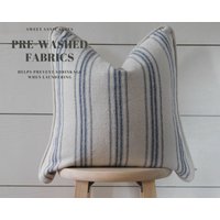 Abstand | Paspelierte Kanten Getreidesack Blauer Streifen Kissenbezug Landhaus Kissen Futtersack Blau 12-Streifen Beige Stoff Abstand | Paspelierte Kanten Getreidesack Blauer Streifen Kissenbezug Landhaus Kissen Futtersack Blau 12-Streifen Beige Stoff von SweetAnnieAcres