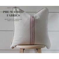 Abstand | Paspelrand Getreidesack Kissenbezug Futtersack Landhaus Bordeaux 9 Stripe Beige Stoff Abstand | Paspelrand Getreidesack Kissenbezug Futtersack Landhaus Bordeaux 9 Stripe Beige Stoff von SweetAnnieAcres