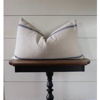 Getreidesack Lendenkissen Kissenbezug | Bauernhaus Lumbalen Blau 3-streifen Reißverschluss Getreidesack Lendenkissen Kissenbezug | Bauernhaus Lumbalen Blau 3-streifen Reißverschluss von SweetAnnieAcres