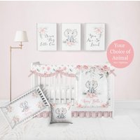 Baby Mädchen Elefant Bettwäsche Set - Personalisierte Decke Shower Geschenk Kissen -Elefant Kinderzimmer Krippe Blatt Baby Mädchen Elefant Bettwäsche Set - Personalisierte Decke Shower Geschenk Kissen -Elefant Kinderzimmer Krippe Blatt von SweetBabyDays