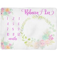Baby Meilenstein Decke, Mädchen Monat Floral Babydecke, Monatliche Geschenke von SweetBabyDays