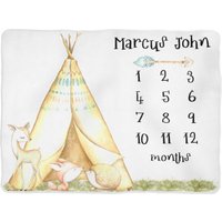 Baby Meilenstein Decke/Monatlicher Wachstums Tracker Junge Individuelle Erhalten von SweetBabyDays