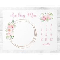 Baby Monat Meilenstein Decke, Floral Mädchen Baby-Dusche-Geschenk, Track Wachstum Und Alter, Neue Mutter-Baby-Dusche-Geschenk Blush von SweetBabyDays