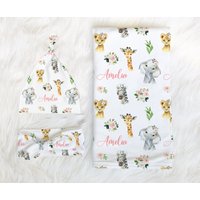 Floral Safari Tier Swaddle Decke Stirnband Hut Set -Personalisierte Baby Shower Geschenk -Krankenhaus Neugeborene Fotos Personalisierte Mädchen Floral Safari Tier Swaddle Decke Stirnband Hut Set -Personalisierte Baby Shower Geschenk -Krankenhaus Neugeborene Fotos Personalisierte Mädchen von SweetBabyDays