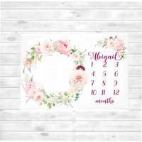 Mädchen Meilenstein Decke Pfingstrose Baby Monat Shower Geschenk Wachstum Personalisierte Rosa Fleece Mädchen Meilenstein Decke Pfingstrose Baby Monat Shower Geschenk Wachstum Personalisierte Rosa Fleece von SweetBabyDays