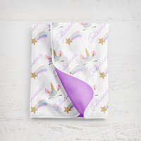 Personalisierte Baby Decke Mädchen - Einhorn Name -Baby Shower Geschenk- Personalisiertes Geschenk Minky Custom Swaddle von SweetBabyDays