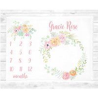 Rosa Blumenkranz Meilenstein Decke Aus Fleece, Minky Oder Sherpa. Perfektes Baby Geschenk. Personalisieren Sie Benutzerdefinierte Swaddle Empfang von SweetBabyDays