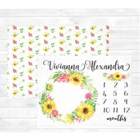 Sonnenblume Baby Meilenstein Decke Mädchen Geschenk Monat Wachstum Personalisierte Florale Sonnenblume Baby Meilenstein Decke Mädchen Geschenk Monat Wachstum Personalisierte Florale von SweetBabyDays