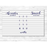 Twin Boy Milestone Decke Mit Grauen Streifen, Einfache Zwilling Meilenstein Decke, Personalisierte Baby Shower Geschenk Für Jungen Zwillinge Twin Boy Milestone Decke Mit Grauen Streifen, Einfache Zwilling Meilenstein Decke, Personalisierte Baby Shower Geschenk Für Jungen Zwillinge von SweetBabyDays