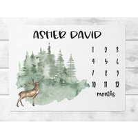 Woodland Meilenstein Decke - Personalisierte Babydecke Baby Wachstums Tracker Kindergarten Shower Geschenk Monatliche Woodland Meilenstein Decke - Personalisierte Babydecke Baby Wachstums Tracker Kindergarten Shower Geschenk Monatliche von SweetBabyDays
