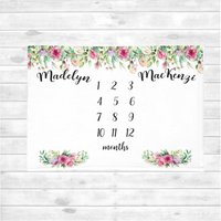 Zwillingsmädchen Meilenstein Decke Floral Mädchen Baby Monat Zwillinge Wachstum Personalisierte Babydecke Zwillingsmädchen Meilenstein Decke Floral Mädchen Baby Monat Zwillinge Wachstum Personalisierte Babydecke von SweetBabyDays