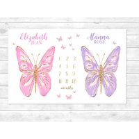 Zwillingsmädchen Meilensteindecke, Schmetterling Baby Monatsdecke, Personalisierte Shower Geschenk Für Zwillinge, Decke Zwillingsmädchen Meilensteindecke, Schmetterling Baby Monatsdecke, Personalisierte Shower Geschenk Für Zwillinge, Decke von SweetBabyDays
