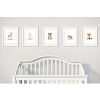 5Er Set Kinderzimmer Print - Baby Tiere Prints Wandkunst Waldtiere von SweetCheeksImages