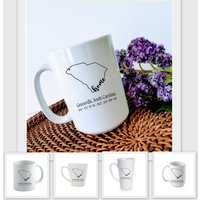 South Carolina State Home Benutzerdefinierte Koordinaten Kaffeetasse - 4 Größen Wählen Sie Ihre Stadt Und Koordinaten, Einweihungsgeschenk von SweetDivaMJ