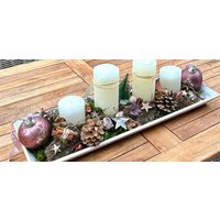 Adventsgesteck Länglich Tablett 4 Kerzen, Haltbar, Weihnachtsdeko, Adventskranz, Adventsdeko Tisch Adventsgesteck Länglich Tablett 4 Kerzen, Haltbar, Weihnachtsdeko, Adventskranz, Adventsdeko Tisch von SweetDreamHomeDesign