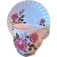 Alte Foley Rose Teetasse & Untertasse Pink Roses Vintage Porzellan von SweetEmmaLous
