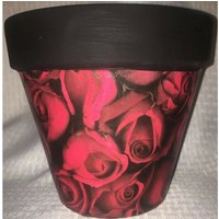 Tontopf Übertopf Decoupaged Decopodged 7, 5" Handgemachte Rose Motiv Mittelstück von SweetHomeOnTheRange