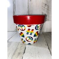 Tontopf Übertopf "Pride" 5, 9" Zoll Decopodged Decoupaged Terracotta Blumentopf Centerpiece Pflanze Nicht Inklusive von SweetHomeOnTheRange