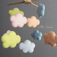 Baby Mobile Wolken Neutrale Baby-Mobile Filz Baby-Dusche-Geschenk Wolke Mobile von SweetMobiles