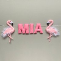 Flamingo Namensbanner, Kinderzimmer, Namen Girlande, Filz Kinderzimmer Name, Baby Rosa Personalisierte Buchstaben von SweetMobiles